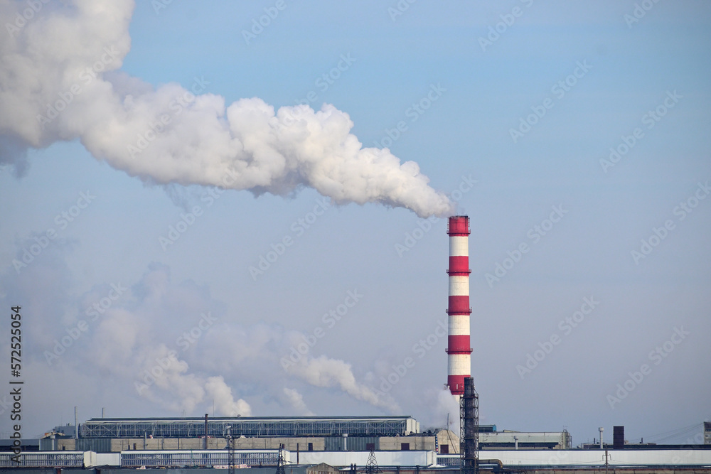 Thermal power plant on a winter day