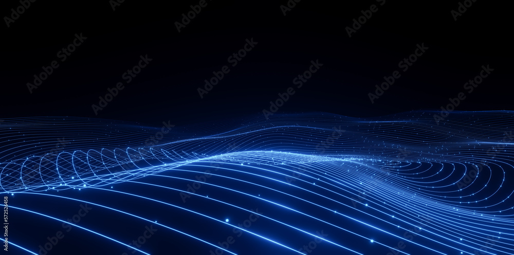 Abstract digital wave. circle blue background.