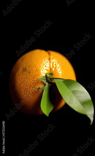 orange on black background made using Generative AI Technology. photo