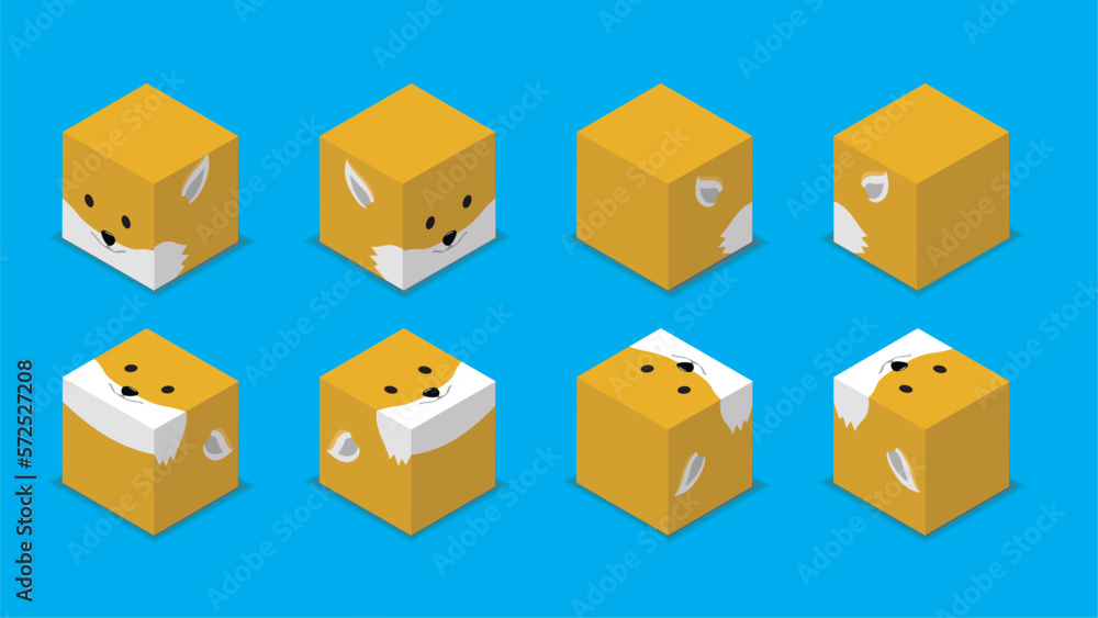 Fototapeta premium Animal Dice 3D Character Animal Fox Cartoon Vector 
