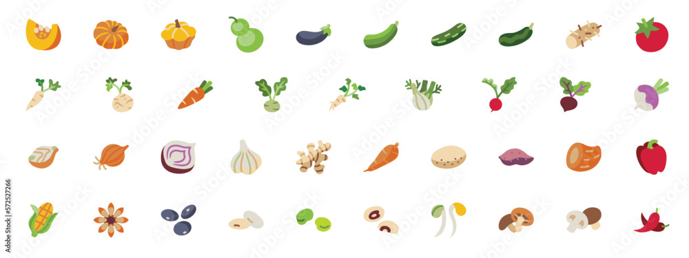Set of Vegetable flat icons Set of Vegetable flat icons