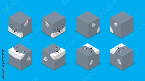 Animal Dice 3D Character Animal Grey Wolf Cartoon Vector
