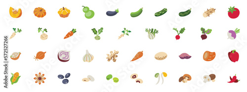 Fototapeta Naklejka Na Ścianę i Meble -  Set of Vegetable flat icons 