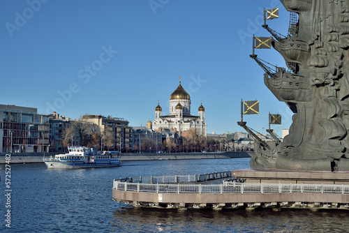 view from the Moskva river to the Cathedral of Christ the Savior