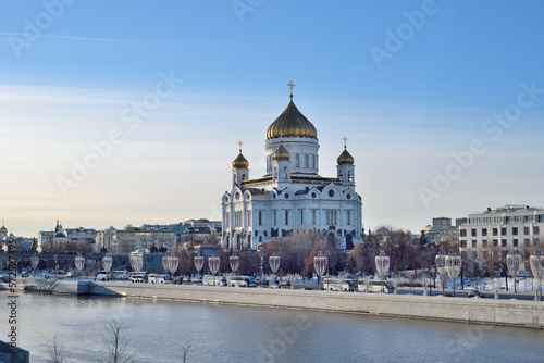 view from the embankment to the Cathedral of Christ the Savior