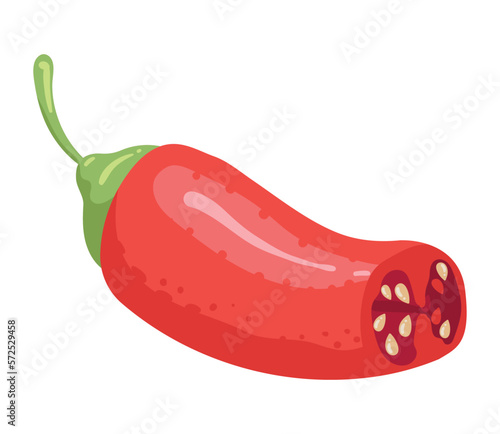 half red chilli pepper