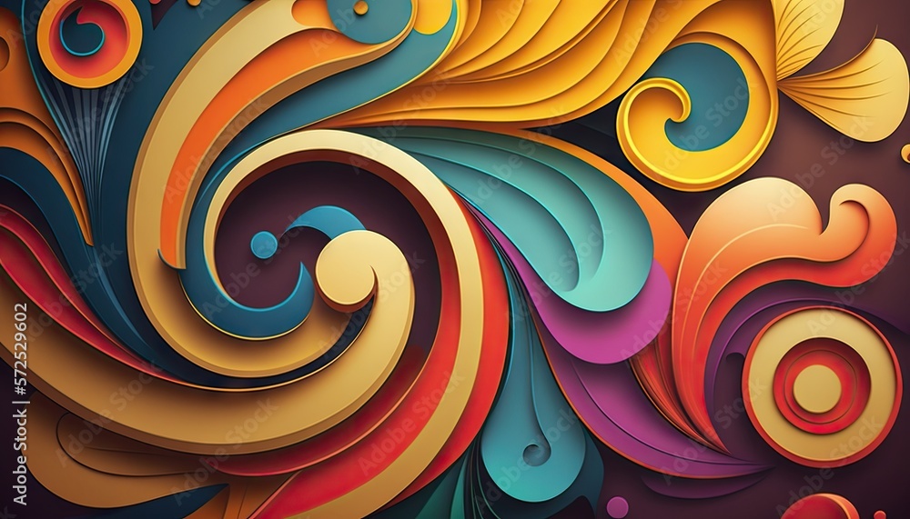 Designer Background with Swirl designs and Bold color palette with