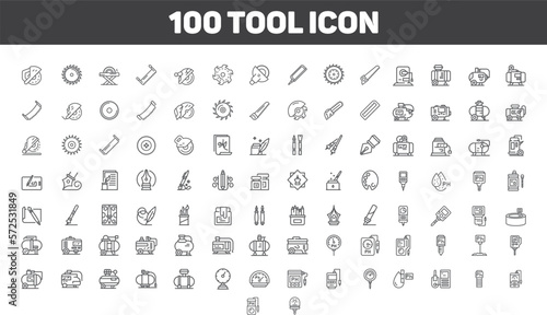100 Tool icons set. stock vector.