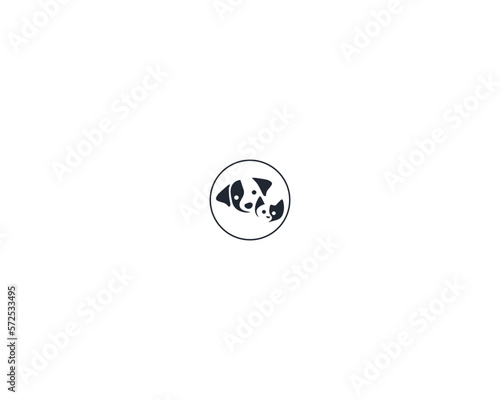 Dog and cat house home logo design template, pet love logo design suitable for pet shop, store, cafe, business, hotel, veterinary clinic, Domestic animal vector illustration logotype, sign, symbol.