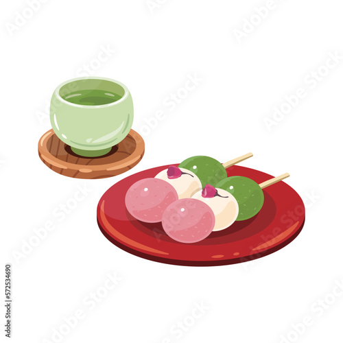 お茶　桜漬け　三色団子1