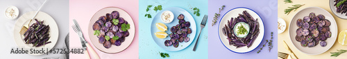 Collage of plates with slic...