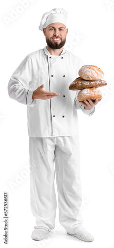Male baker with loaves of f...