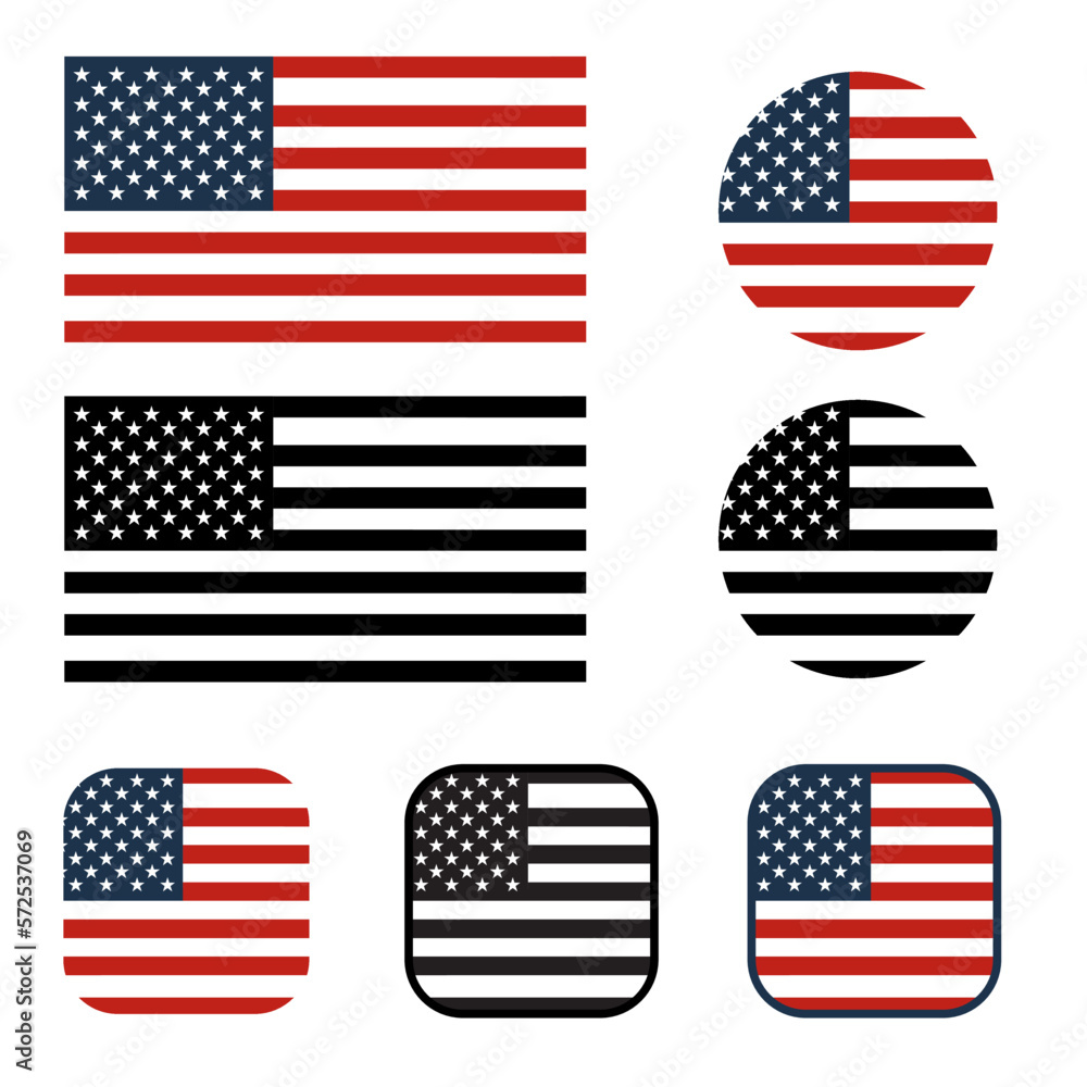 USA flag and icon vector - Editable USA flag and icon vector - Editable