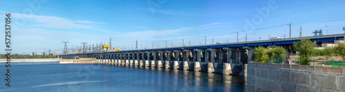 Panorama of the Volga hydroelectric power station. Volgograd, Russia