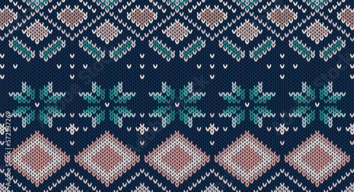 Festive Sweater Design. Seamless Knitted Pattern, Norway Festive Sweater Fair Isle Design. 