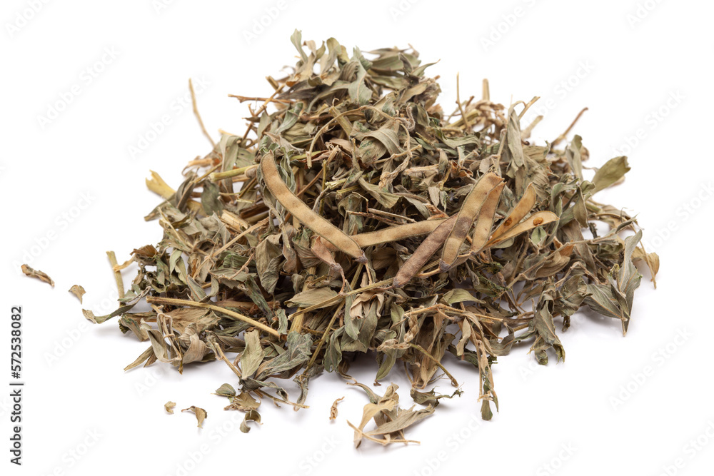 Closeup of Dry Sharpunkha (Tephrosia purpurea) leaves, isolated on white background. Closeup of Dry Sharpunkha (Tephrosia purpurea) leaves, isolated on white background.