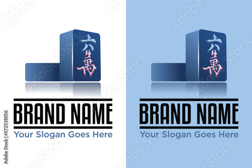 simple tiles of mahjong 3d illustration logo design