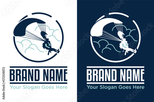 modern tandem paragliding illustration logo design