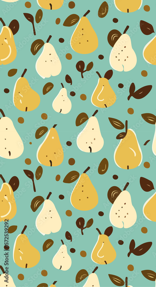 Fondo de patron de pera para diseño vertical en redes sociales, peras con colores de verano.