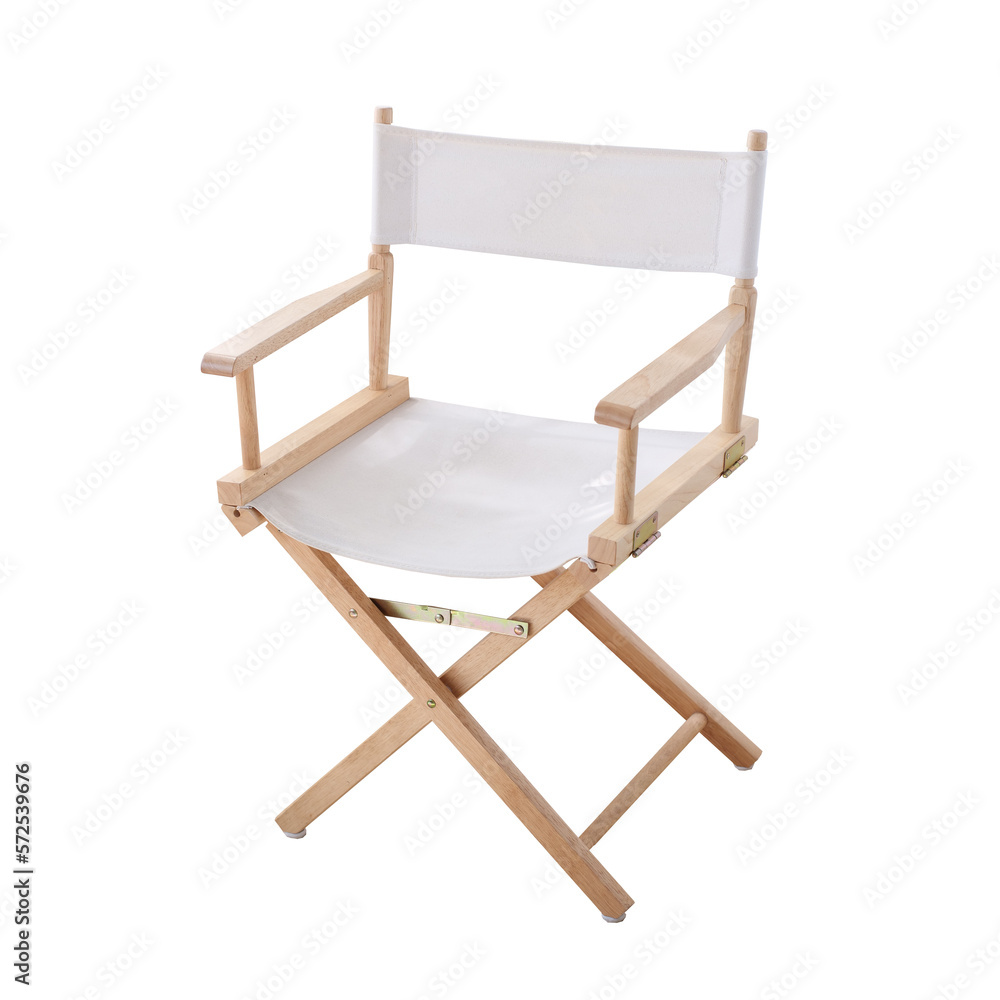 wooden chair isolated on white. canvas chair with clipping path