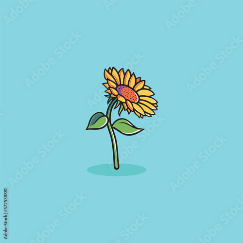 beautiful sunflower icon cartoon illustration