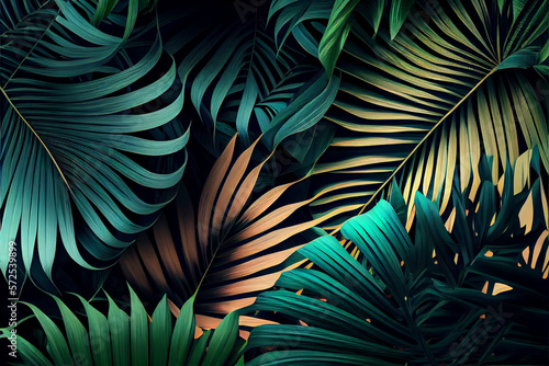 Tropical green palm leaves, floral pattern background