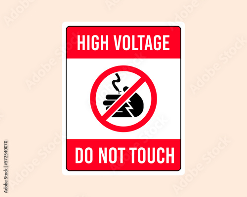 High voltage cable warning sign, electric shock risk, don't touch, prohibition sign.
