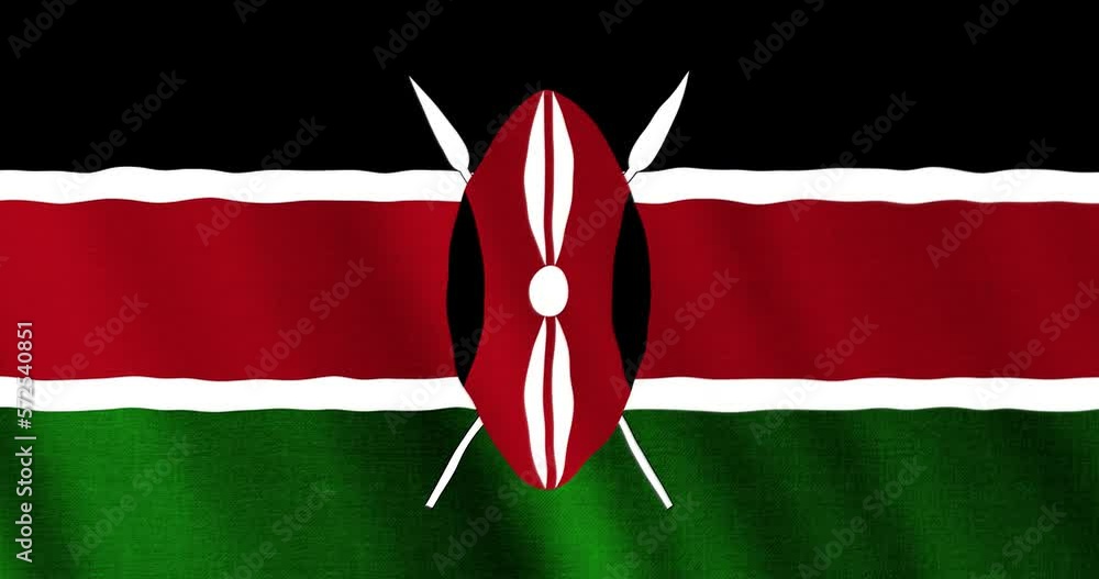 Kenyan flag seamless loop animation. 4k animation background with the