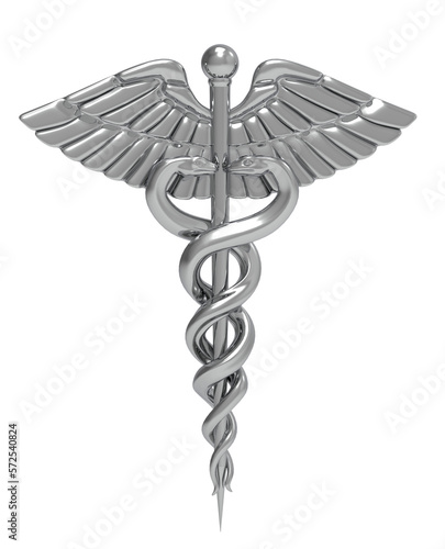 Canvastavla A Silver caduceus medical symbol isolated. PNG transparency