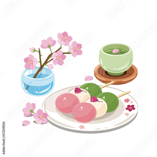 桜　お茶　桜漬け　三色団子3
