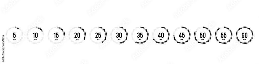 Set of stopwatch timer icon illustration