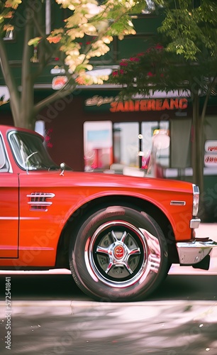 car on the street made using Generative AI Technology. photo