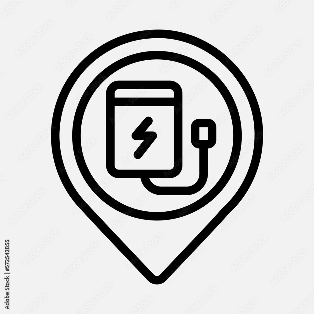Charging location icon in line style, use for website mobile app presentation Charging location icon in line style, use for website mobile app presentation