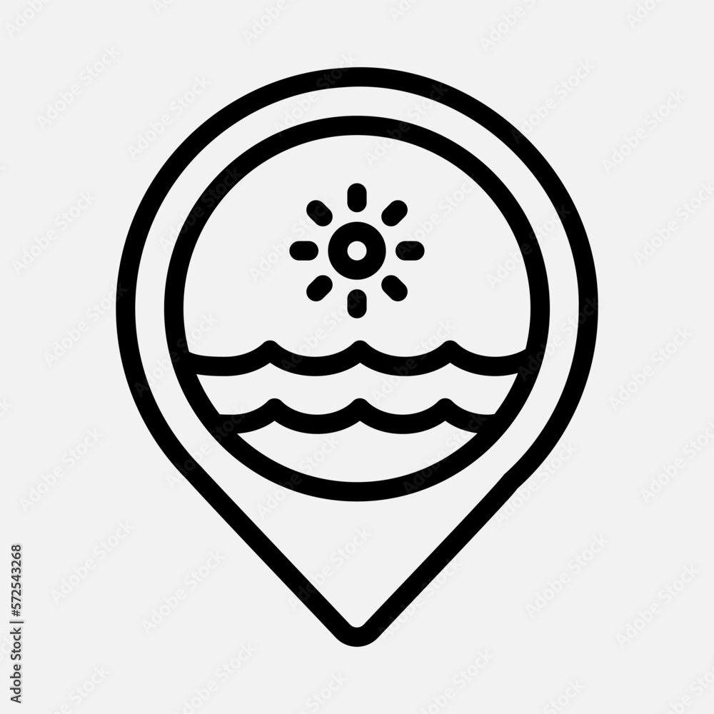 Sea location icon in line style, use for website mobile app presentation Sea location icon in line style, use for website mobile app presentation