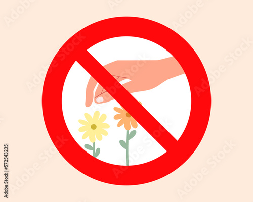 Do not pick the flowers red prohibition sign.