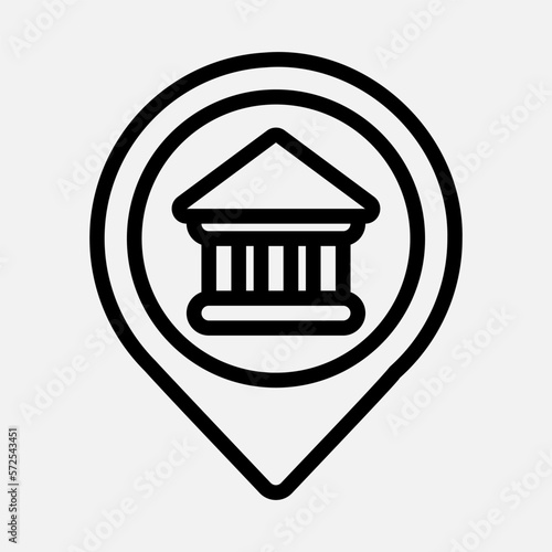 Museum location icon in line style, use for website mobile app presentation