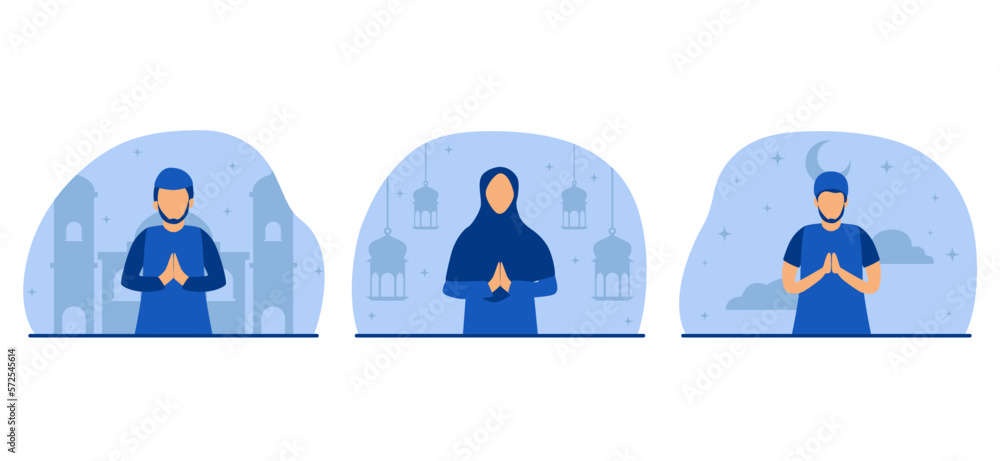 Ramadan Scene Flat Bundle Design Ramadan Scene Flat Bundle Design