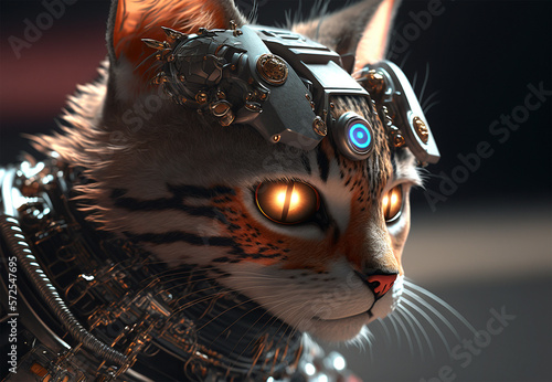 Robot cat. Mix between cat and machine.