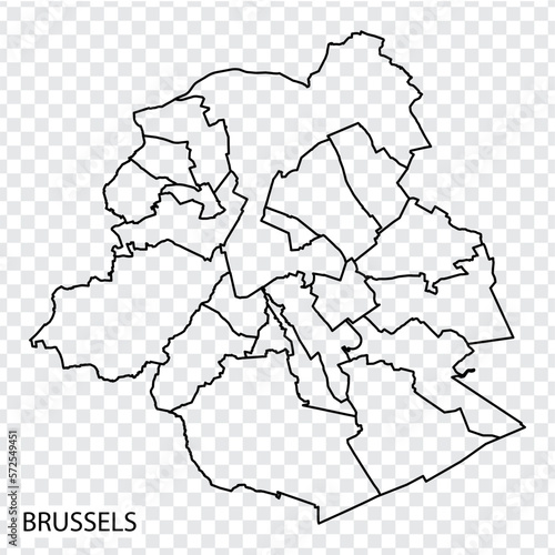 High Quality map Brussels is a capital of Belgium, with borders of the districts. Map of Brussels for your web site design, app, UI. EPS10.