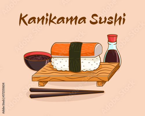 Kanikama sushi cartoon illustration