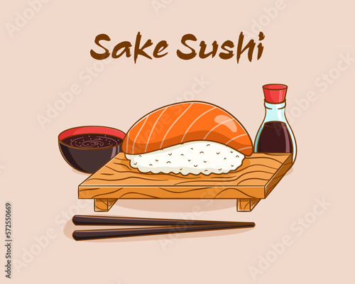 Sake sushi cartoon illustration