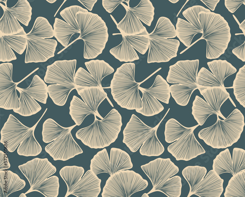 Japanese Classic Ginkgo Leaf Vector Seamless Pattern