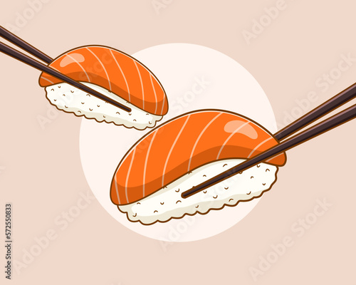 Sake sushi cartoon illustration