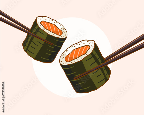 Sakemaki sushi cartoon illustration