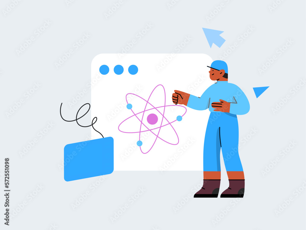 Person taking an online class. Vector illustration Person taking an online class. Vector illustration