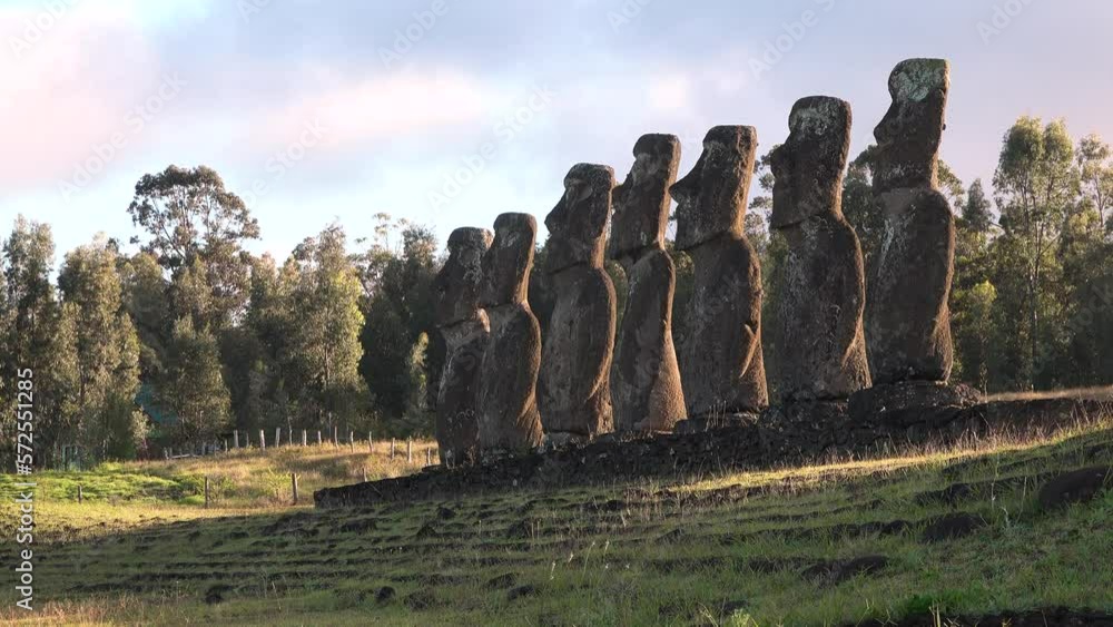 Statues on Easter Island. Mysterious Giant megalith Moai statues. CLOSE