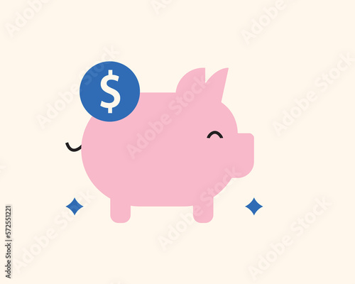 piggy bank illustration in flat style design. Vector illustration