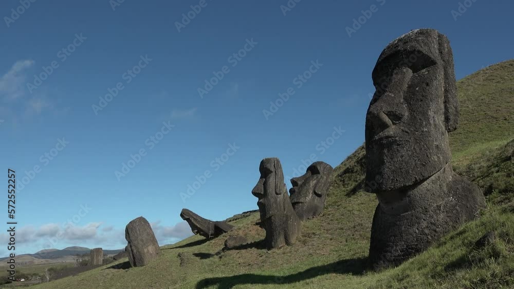 Statues on Easter Island. Mysterious Giant megalith Moai statues. CLOSE