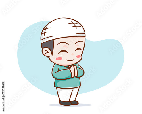 Cute muslim boy cartoon character