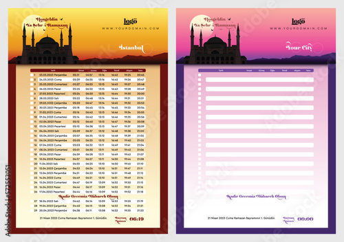 Ramazan imsakiye Translate: Ramadan Imsakia or Amsakah Calendar Schedule - Fasting and Prayer time Guide
